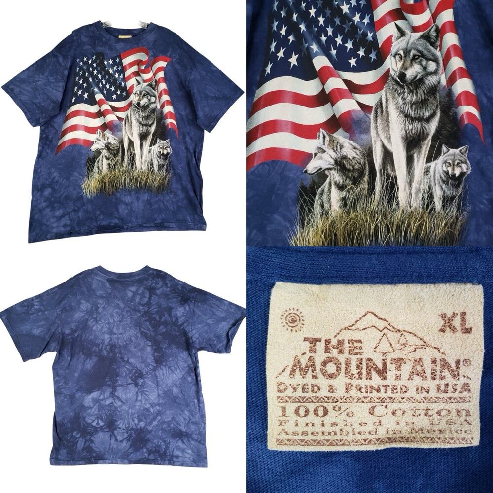 Vintage The Mountain Shirt Men’s Size XL Navy Blue Tie Dye Tee Cottton